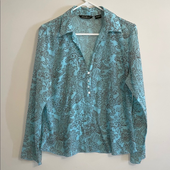 Eddie Bauer Tops - Eddie Bauer Cotton Paisley Button-Up Blouse